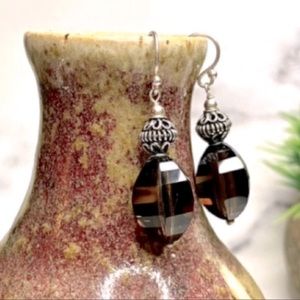 .925 Sterling Silver Smoky Quartz Earrings